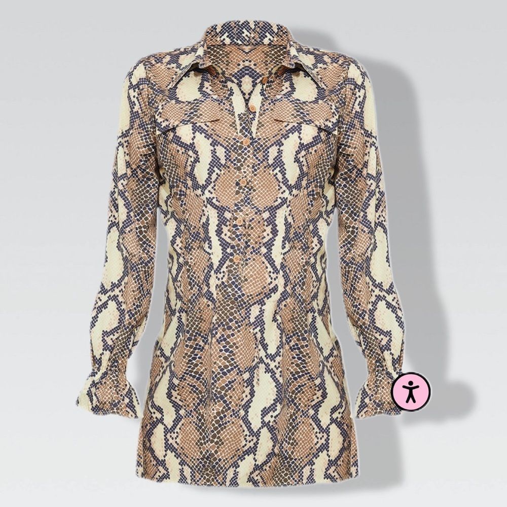 Maternity Grey Snake Print Utility Shirt Dress